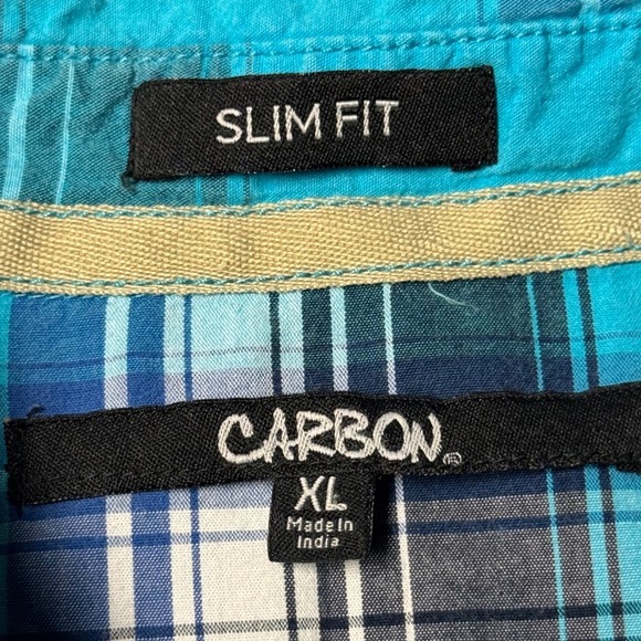 Carbon2Cobalt Button Up Shirt Mens XL Plaid Slim Fit Long Sleeve Pearl Snaps - Picture 5 of 15